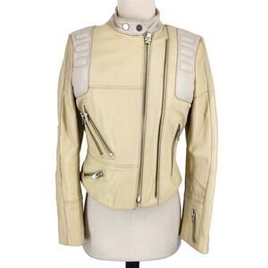 Vintage H&M S/S Studio 2016 Leather Biker Moto Jacket Womens Size 4